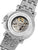 Open back to view skeleton rotor and stainless steel silver case.