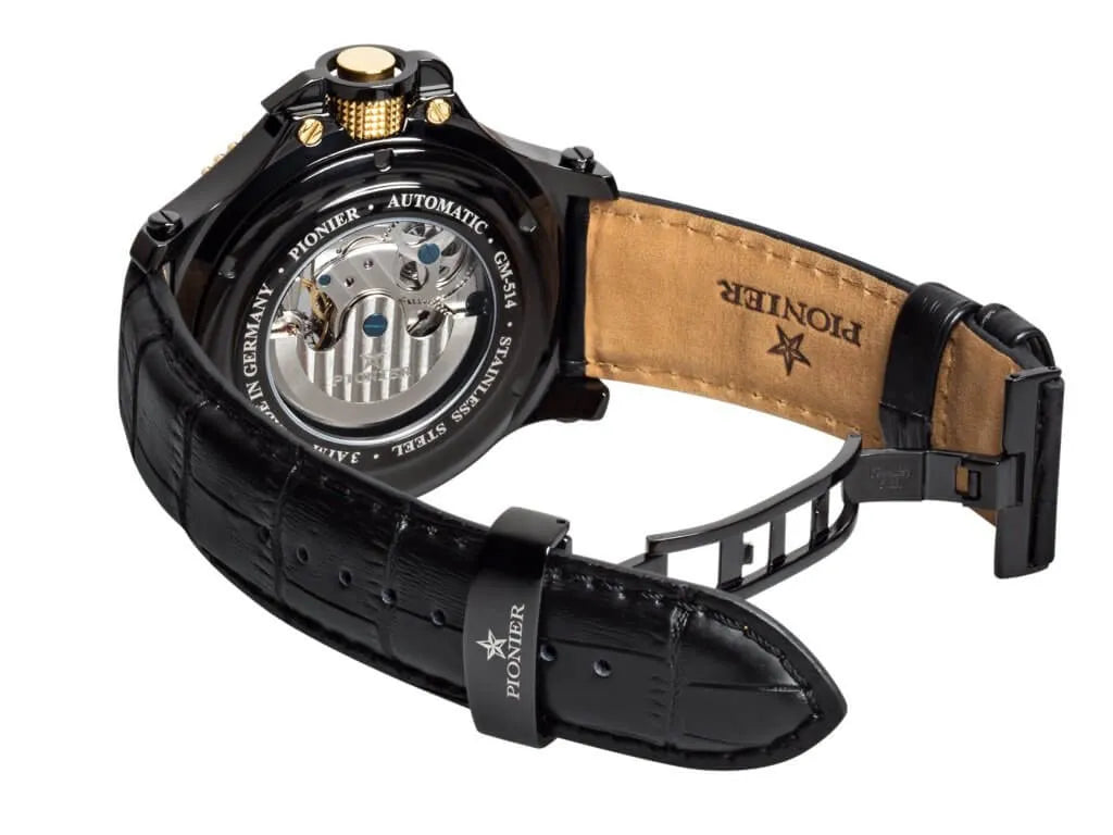 Hawaii Dual-Time GM-514-4 Black Pionier, Germany – Pionier Watches