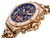 Blue dial with open heart design and calendar function.