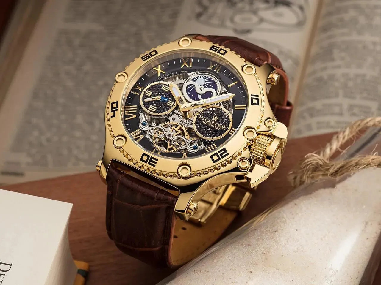 Hawaii Dual-Time GM-514-2 Gold Pionier, Germany – Pionier Watches