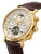 White dial with diamonds and Roman numerals in a gold case color.