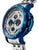 Blue case with silver metal bracelet and a multi tone dial.